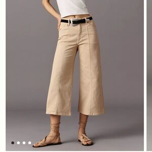 Maeve Anthropologie The Delaney Crop tan Jeans size 28